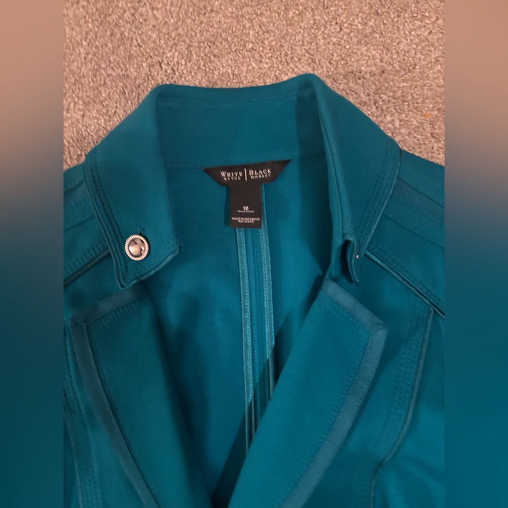 White House Black Market Teal Blazer size 12 - Picture 5 of 6